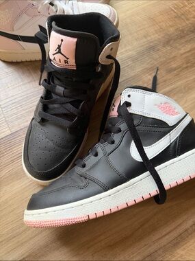 Nike Air Jordan 1 Mid Black, White & Pink Sneakers
